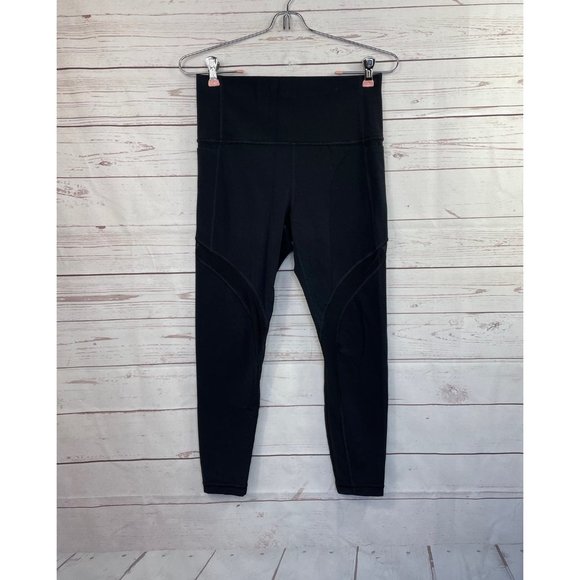 Athleta Salutation Mesh 7/8 Black Leggings Small - Picture 1 of 7